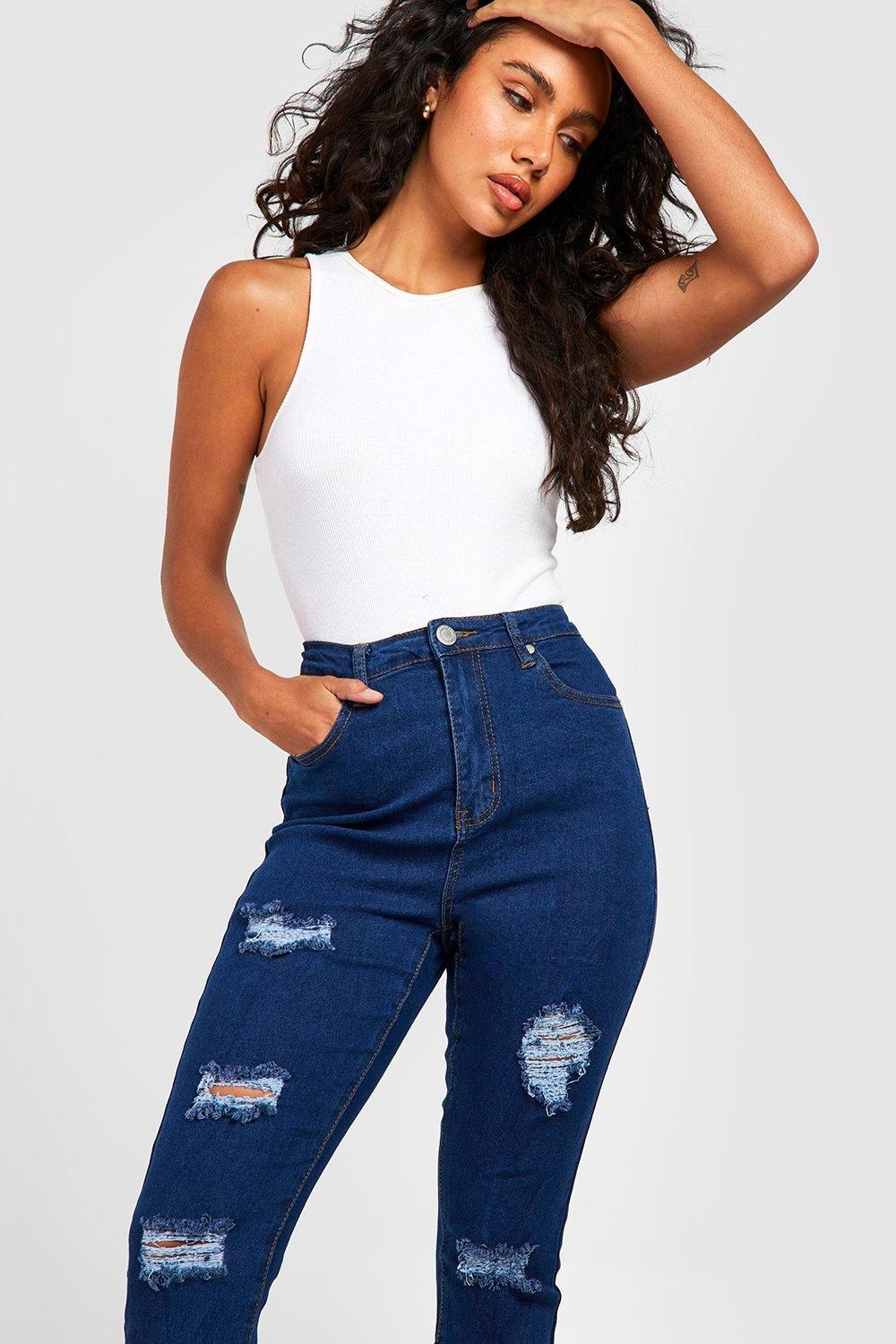 Boohoo blue jeans sale